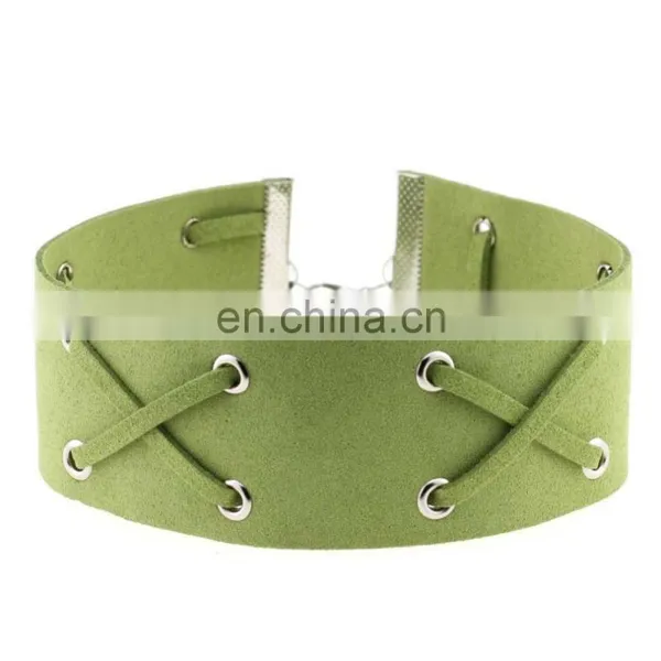 Suede Leather Cord Cross Choker Collar Necklace photo-6