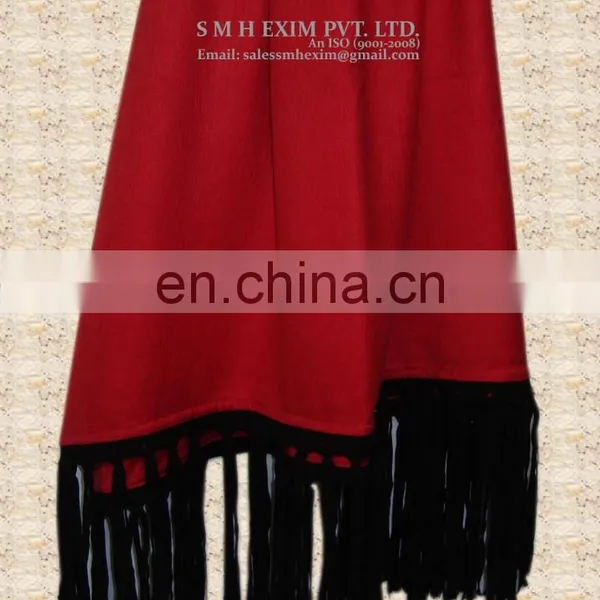 Silk Pashmina With Leather Sued Trim Shwals For 2016 photo-6
