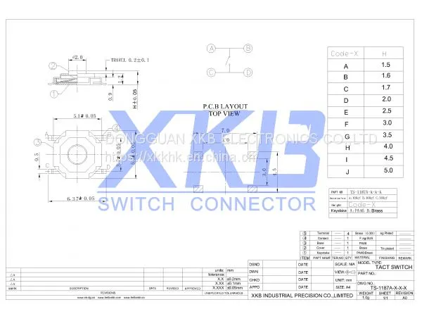 Height Can be Customized 5.2*5.2 Round Long Foot Tact Switch photo-2