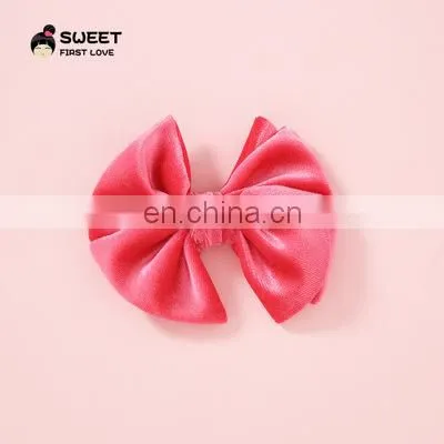 New Children's Hair Accessories Soft Velvet Baby Hairpin 21 Color Fan-shaped Bow Princess Hairpin photo-6