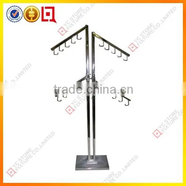 Chrome Finish Metal Bag Display Rack With Hooks photo-5