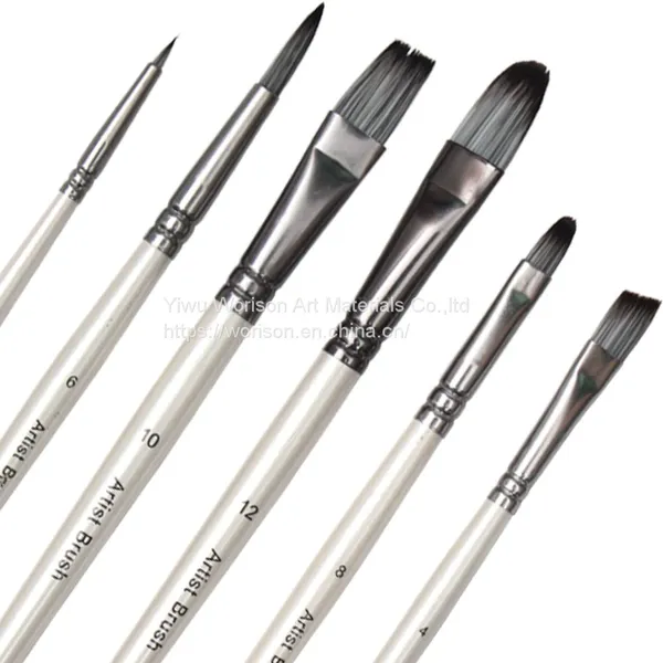 Shapes White Handle Oil Painting Brush Set for Art School photo-3
