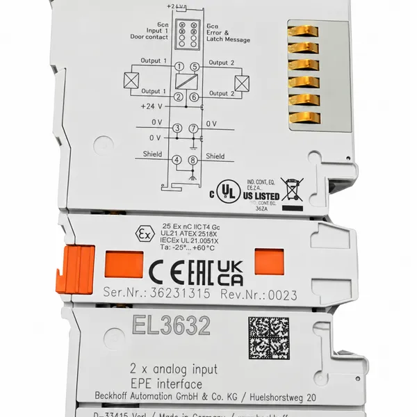 Beckhoff EL3632 EtherCAT Terminal 2-Channel IEPE Vibration Sensor Input Module 16-bit 50 Ksps Condition Monitoring photo-4