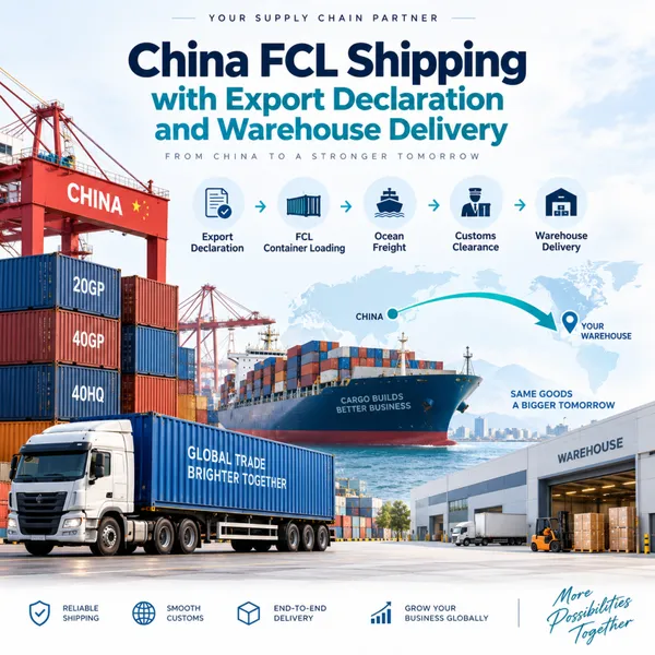 【Envio FCL da China com Declaração de Exportação e Entrega em Armazém】
