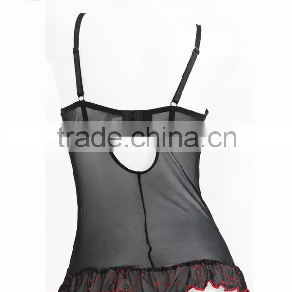 Red Dot Black Sexy Lace Mature Woman Lingerie,transparent Sexy Lingerie photo-4
