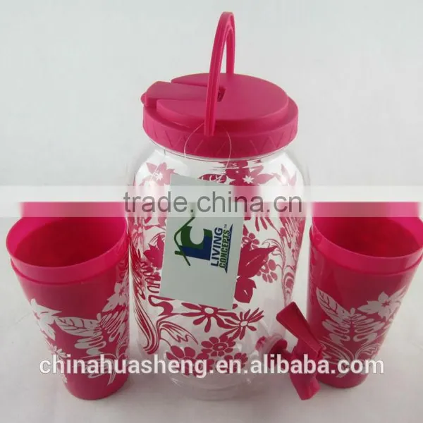 BPA Free PET Water Jar Set ,5 Sets Water Jar ,Plastic Juice Jar With Cups photo-2
