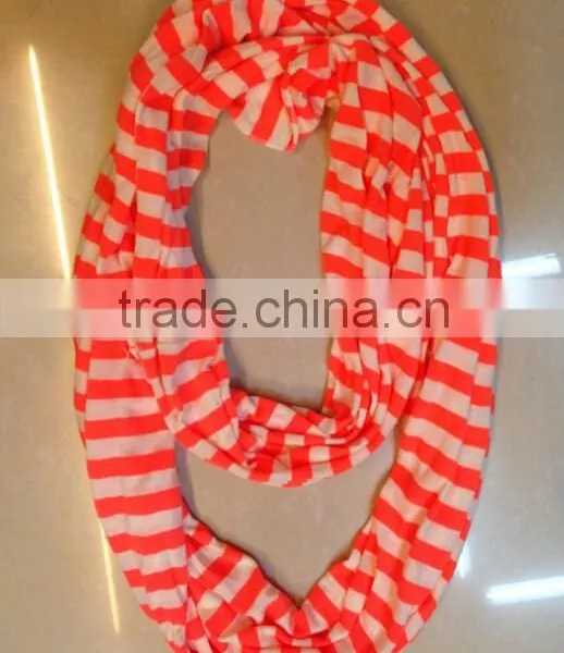 Color Striped Infinity Scarf Single Loop Scarf Stripe Jersey Knit for Men and Women photo-4