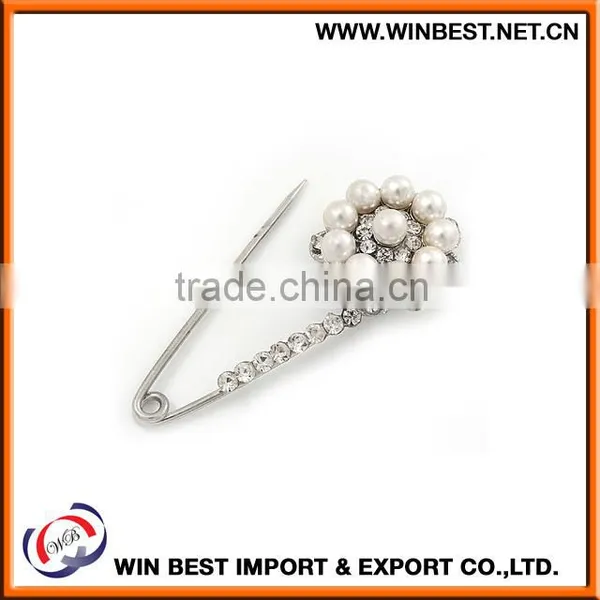 Hot Selling 2015 Costume Jewellery Trendy Brooches, Silver Safety Pin