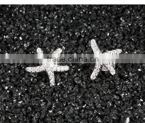 Professional China Supplier Zircon Rhodium Plated Starfish Earring photo-3