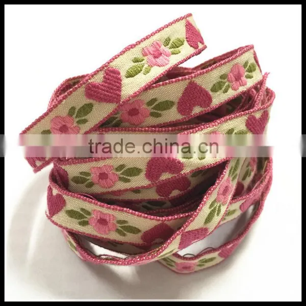 Pink Heart Printed Embroidery Ribbon Manufacturing in Dongguan for Decoration photo-3