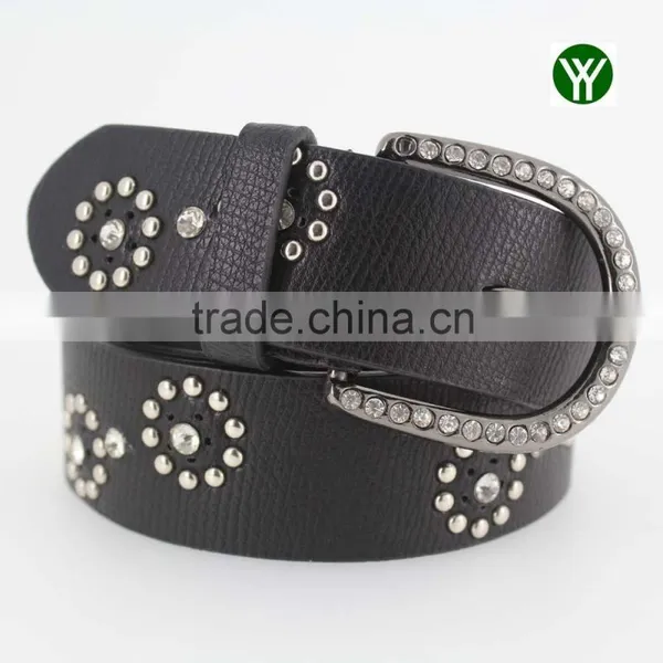 Women's Fashion Flowermetal Studded Jeans Belt With Shiny Rhinestone Accessories in Chinese Factory photo-2
