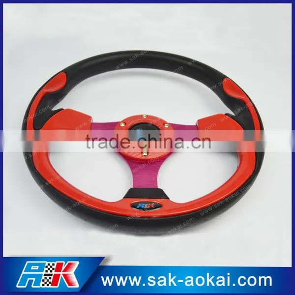 Red 13 Inch Racing Car Game Steering Wheel PU Flat photo-2