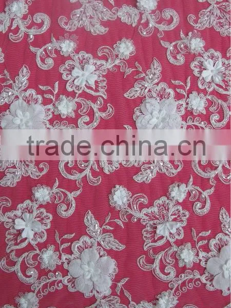 54' Width Beaded Lace Fabric Ivory Cording