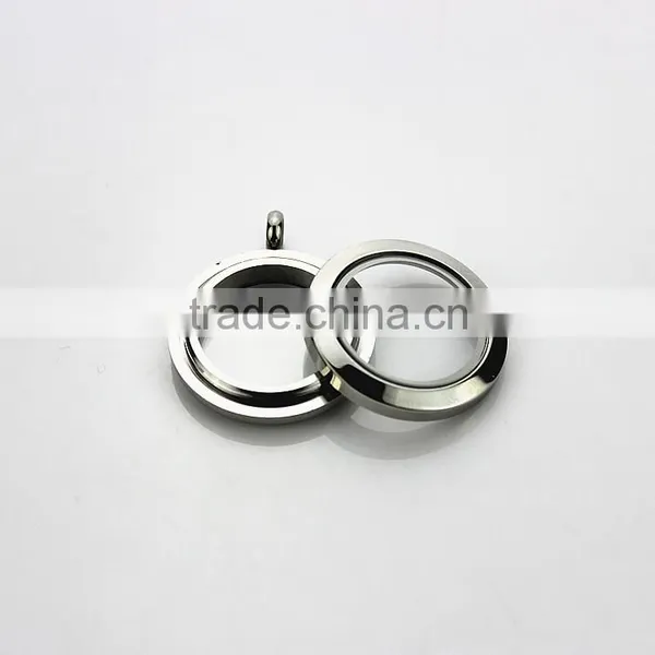 316L Stainless Steel Screw Sliver Plain 25mm Floating Glass Lockets Pendant photo-2