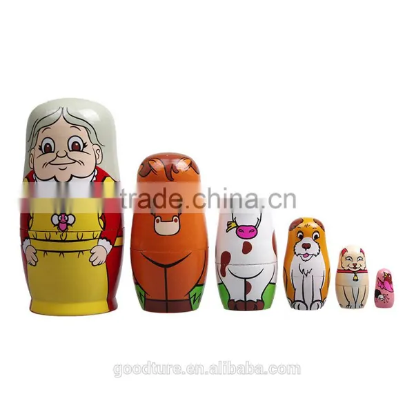 6PCS Wooden Russian Hand Painted Nesting Dolls Babushka Matryoshka Gift Ethnic Doll