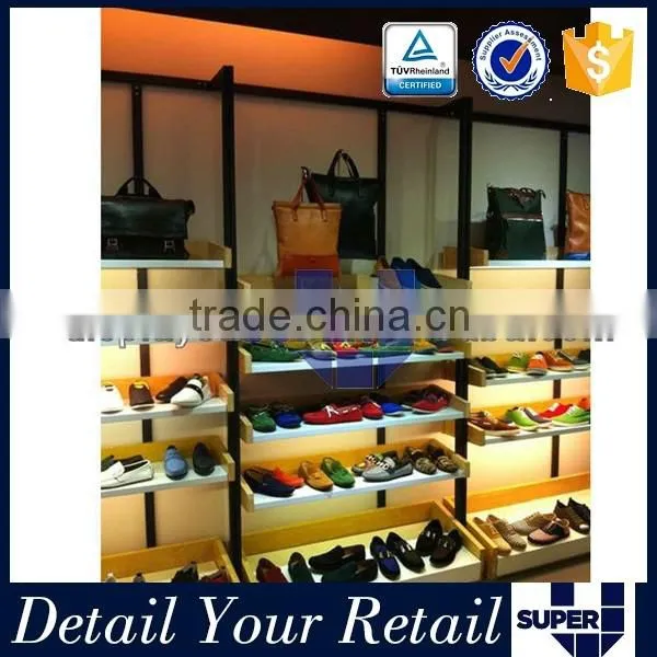 Shoes Store Wall Display Cabinet With Led Wooden 5 Tier Shelf photo-4