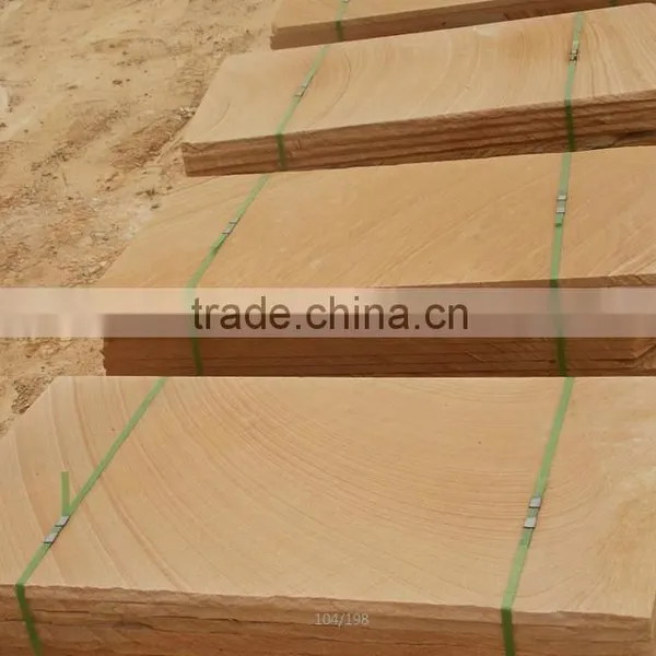 China's Yellow Wood Veins Sandstone, Honed, Natural Split & Mushroom Surface photo-3