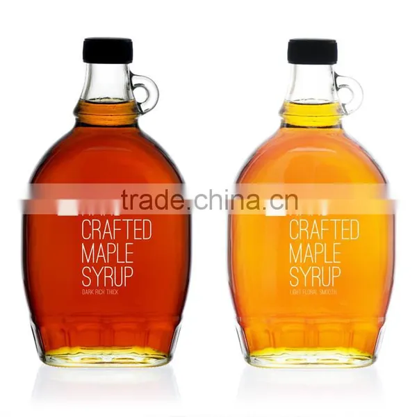 12oz Clear and Printed Glass Syrup Bottle With Plastic Cap