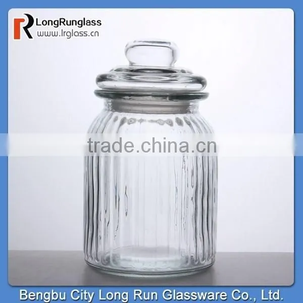 LongRun 22oz Vintage-Style Ribbed Candy Glass Jar Glassware photo-3