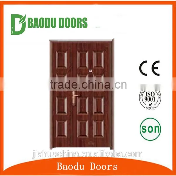 Baodu Brand Cheap Security Door Exterior Commercial Double Steel Doors photo-6