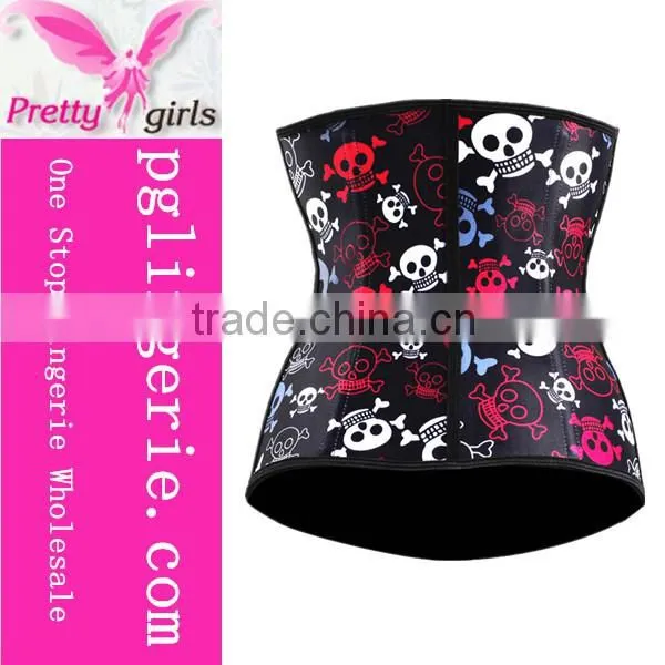 Skull Pattern of Latex Sport Waist Cincher and Waist Trainer Corset photo-3