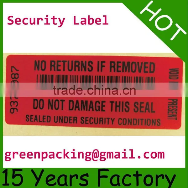 Tamper Evident VOID Security Label