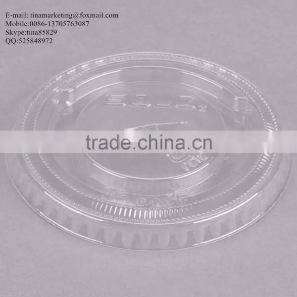 9-10 Oz. Clear Flat PS Plastic Lid With Straw Slot for Cold Drink Cup China Manufactory Price photo-4