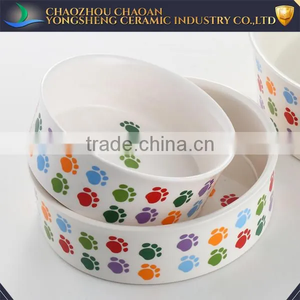 Wholesale Colorful Cat Dog Footprint Decal Ceramic Pet Bowl photo-2