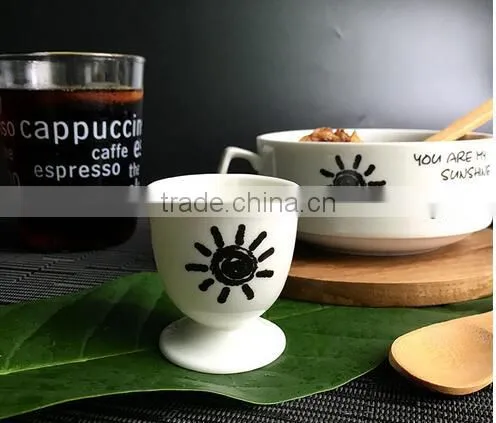 Ceramic Egg Holder With Printing Novelty Egg Holder Cooking Egg Holder photo-2