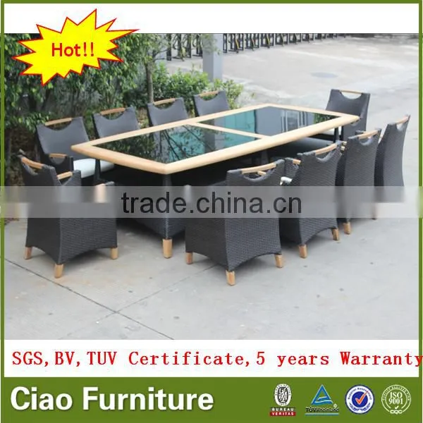 Teak Wood Furniture 10 Seater Large Wooden Dining Table Set photo-3