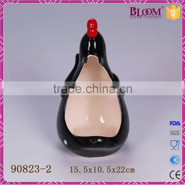 Black Rooster Ceramic Toilet Brush Holder photo-2