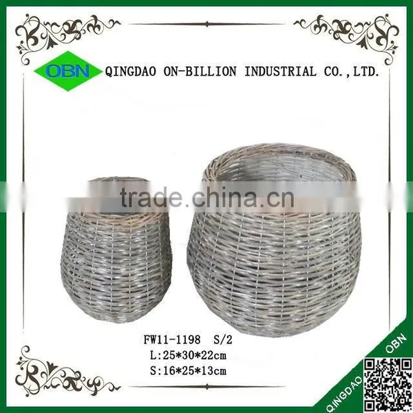 Cheap Cost Set of 2 Woven Wicker Flower Pots photo-3