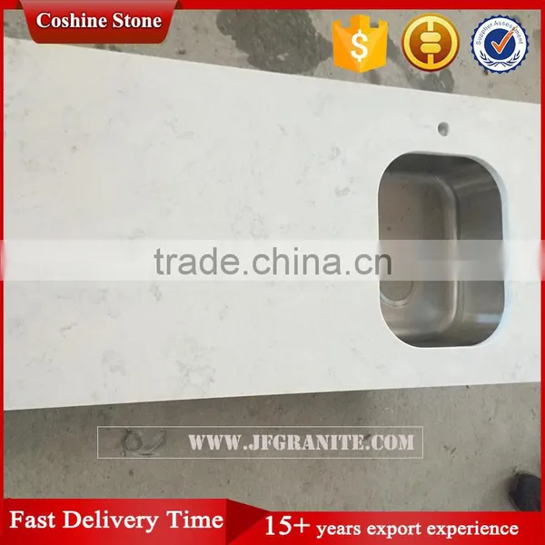 Jianfa Carrara White Quartz Stone Kitchen Countertop photo-2