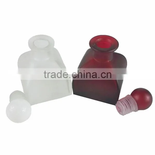 Colorful Frosted Yurt Glass Bottle for 50ml Reed Diffuser With Cork/glass Stopper photo-2