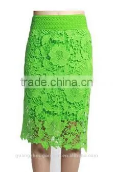 women stretch underlay green white black sheer flower pencil long lace skirt