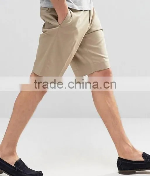 High Quality Latest Custom Three Pockets Men's Khaki Slim Fit 97% Cotton 3% Elastane Stretch Twill Zip Fly Casual Shorts Pant photo-4