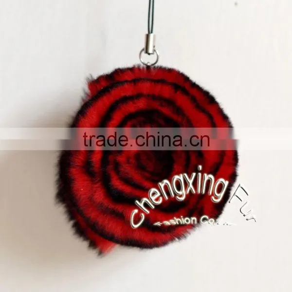 CX-P-22 Wholesale Fashion Chain Rex Fur Flower Mobile Phone Charm photo-2