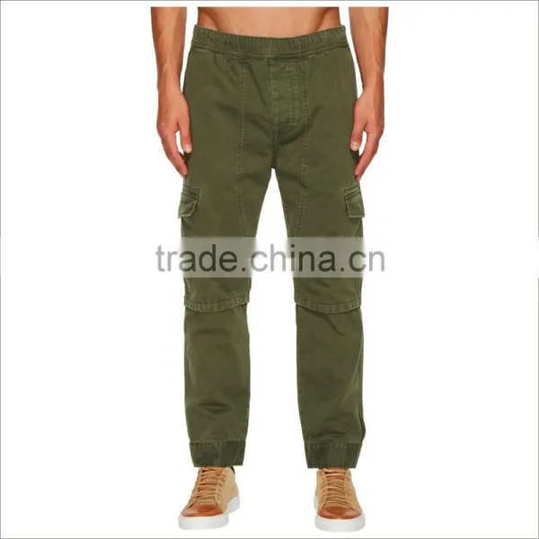 Custom Slim Straight Invisible Pockets Mens Cargo Pants In Green