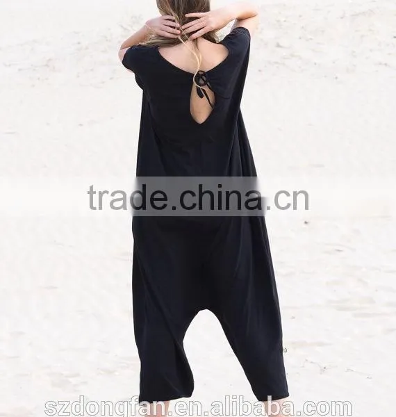 Women Black Oversized Jumpsuit Girl's Loose Overalls Sexy Romper photo-3