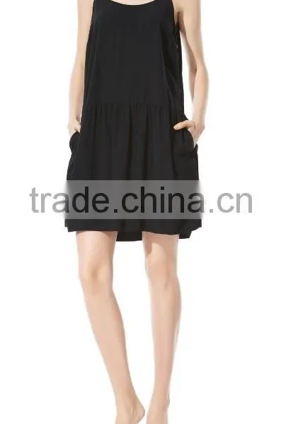 Plain Loose Spaghetti Straps New Modal Black Nightdress Women Sleepwear Pajamas photo-2