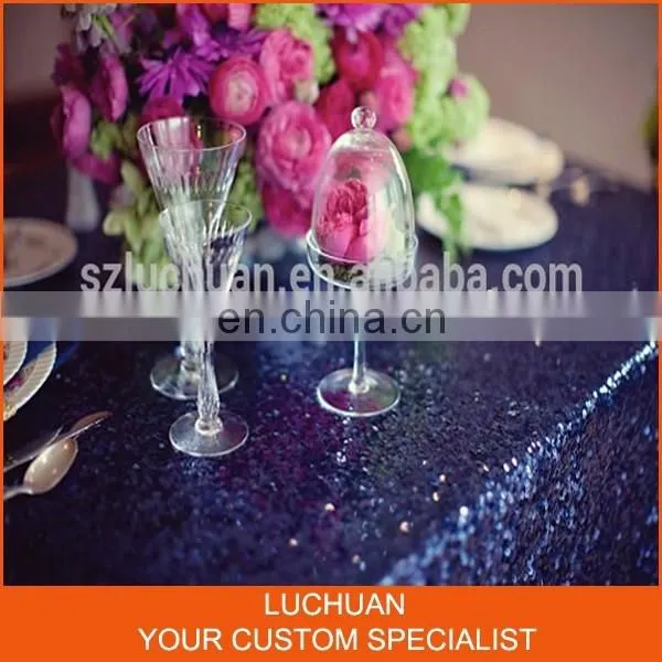 Glitter Blue Sequins Customized Size Fancy Navy Table Cloth photo-2