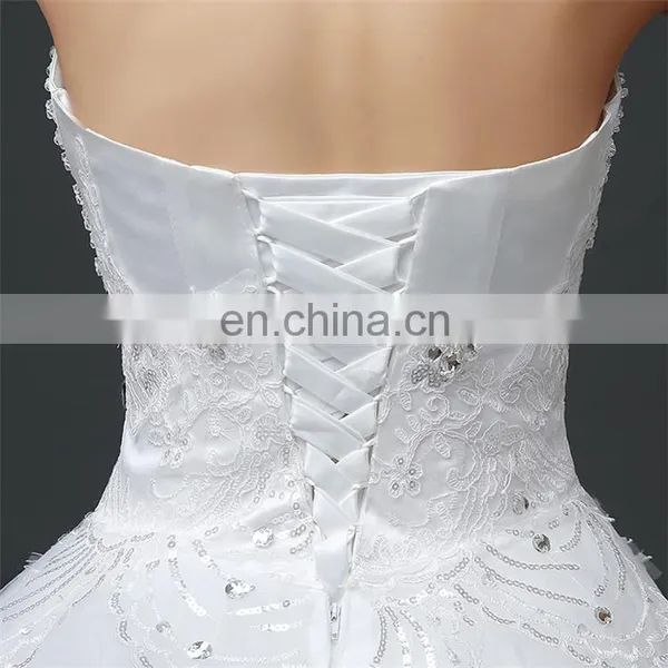 HS1618 New Luxury Sexy Sweetheart Strapless Applique Beaded Chapel Train Tulle Wedding Dresses Wedding Dress Bridal Gowns Dress photo-5