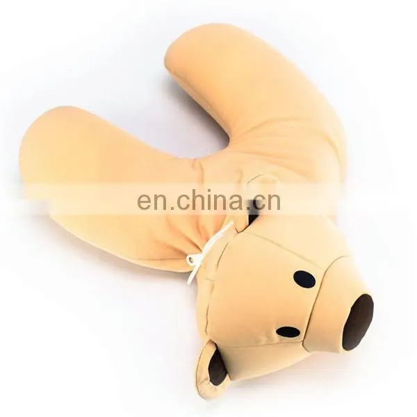 2017 Car Travel Rest Soft Memory Foam Neck Pillow for Kids Fashion Switch Cute Custom 2 in 1 Plush Teddy Bear U Pillow photo-4