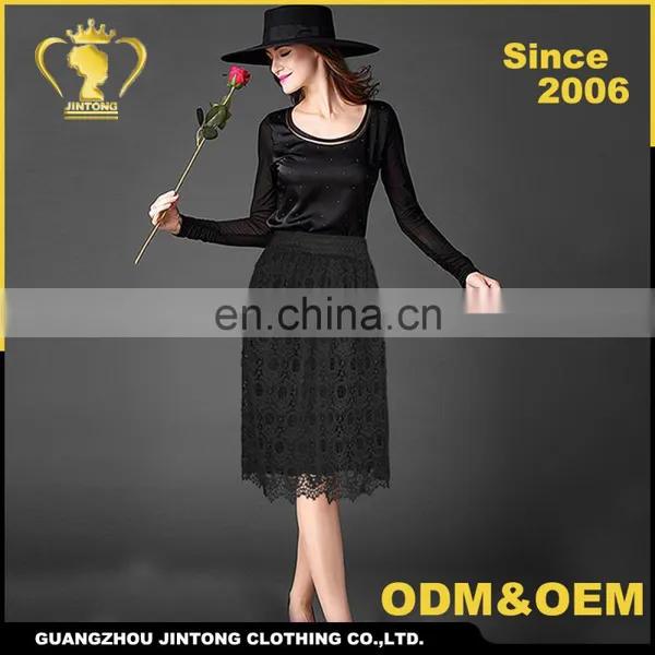Wholesale High Quality New Lace Skirts Womens A-Line Hollow Out OL Pencil Long Skirts