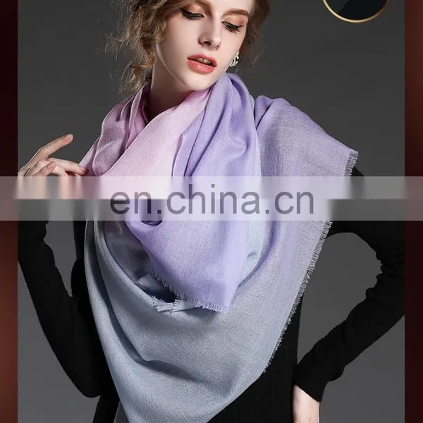 Winter Scarf 100% Wool Gradient Lady Scarf Wholesale Scarf Purple photo-4
