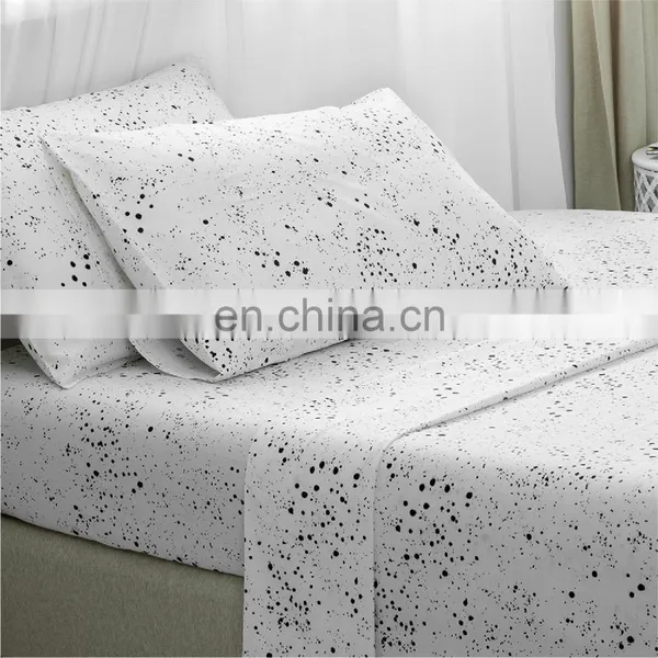 2020 Top Sale Water Wash Queen Bed 4PCS Set Bed Cover Black And White Printing Sheet Duvet Cover Set photo-3