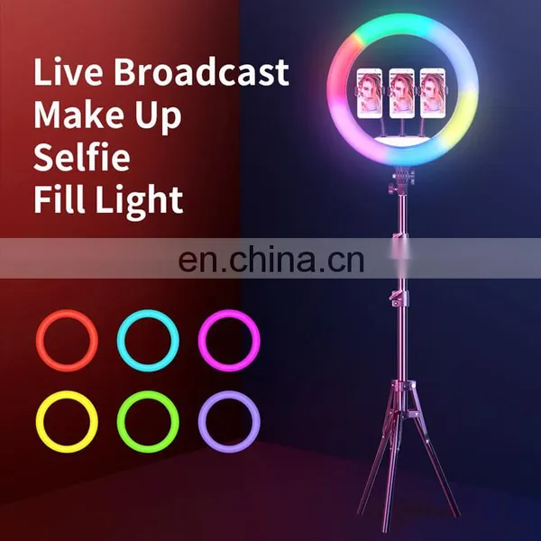 Dimmable 18 Inch Makeup Ring Light Led Circle Selfie Ring Light With Cell Phone Holder 2.1m Tripod Stand photo-7