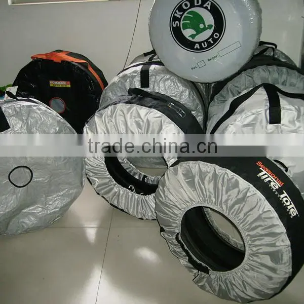 Car Tire Cover 190T+170polyester Black and Silver Tire Cover photo-2