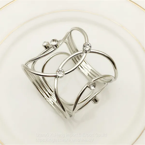 Delicate Aluminum Alloy Napkin Rings in Gold Silver For Fashion Towel Buckle Holder Table Decorations photo-4