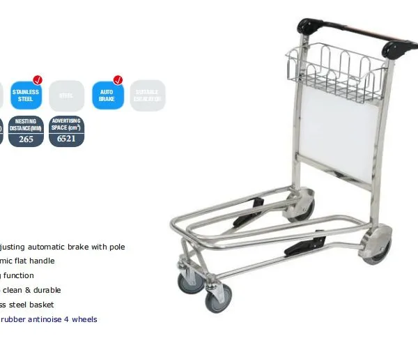 High Quality Airport Luggage Baggage Trolley Cart Hand Brake Airport Trolley photo-3
